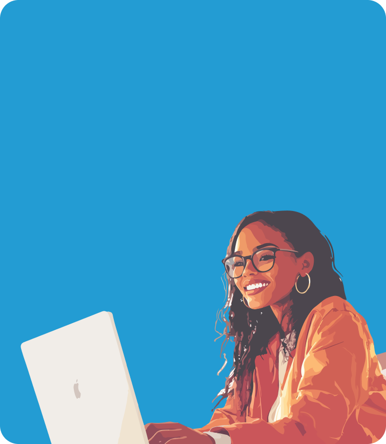 A lady staring at her laptop