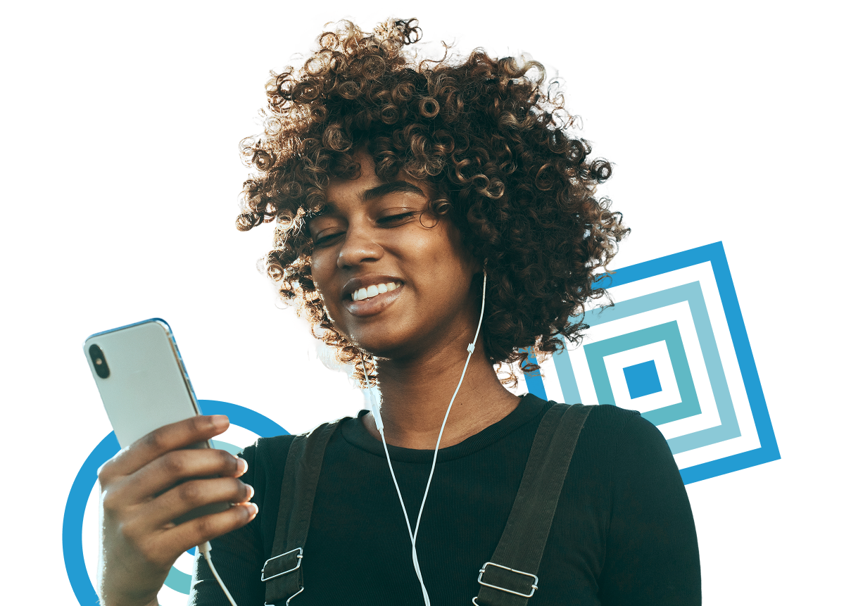 Girl listening to music from her phone